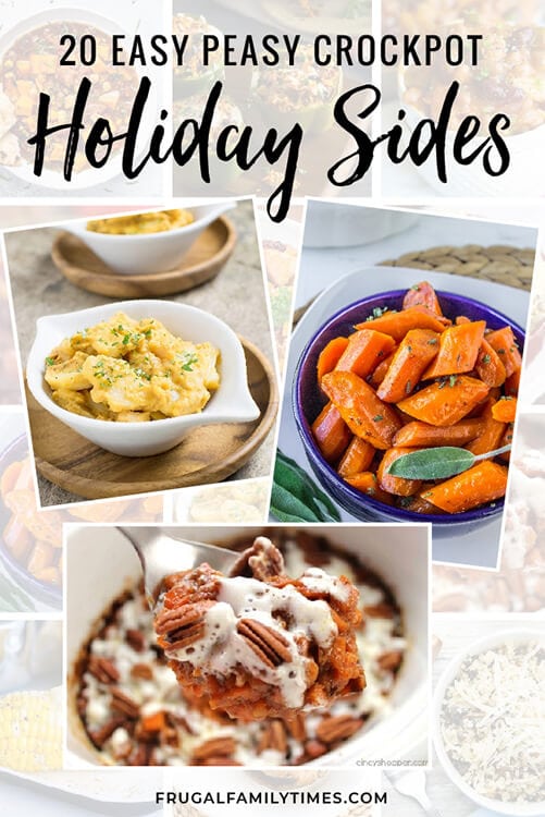 a collection of holiday side dish recipes that can be prepared in a crockpo
