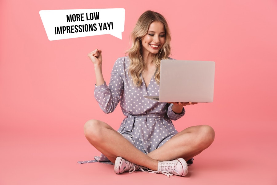 low impressions on Pinterest, possibly offering insights or solutions to improve visibility and engagement