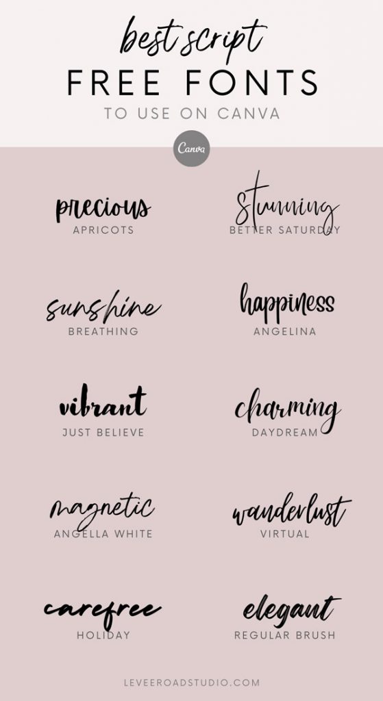 list of 10 best script free fonts on canva with mauve background