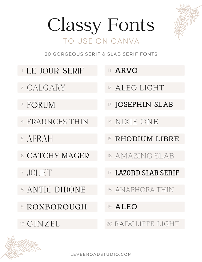 Best Serif Fonts On Canva (Part 1) • Levee Road Studio