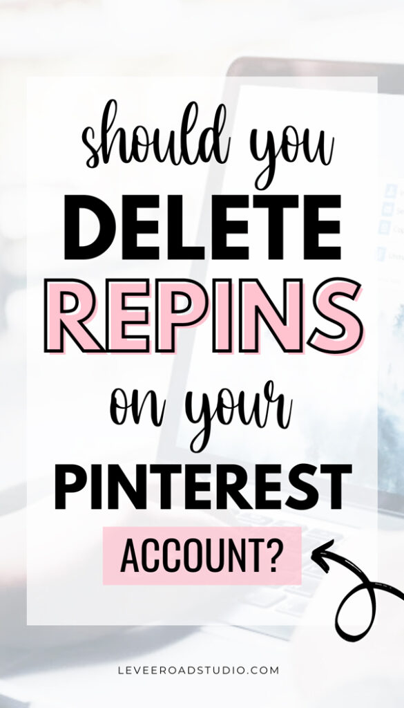 visual representation of social media marketing strategy with the text 'Delete Repins on Pinterest' on a mobile device screen